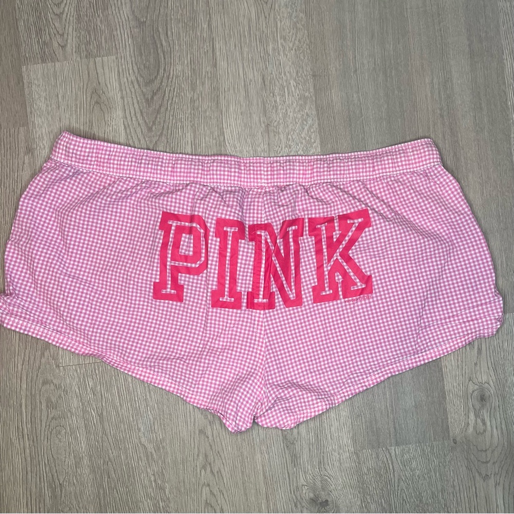 PINK Plaid Pink Sleep Short Size M